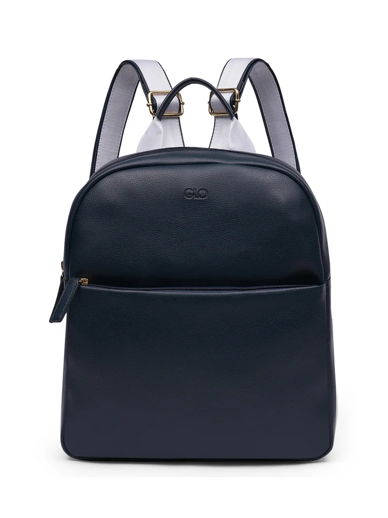 جلو باص Globus Women Navy Blue Vegan Leather Textured Medium Backpack With Up To 13 Inch Laptop Size